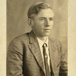 RPPC 1913 Portrait Young Man Light Eyes Suit Tie ARTURA Divided Back Postcard
